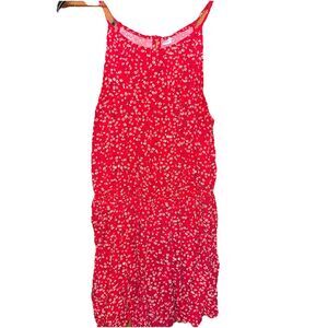Old Navy Cherry Red Ditsy Floral Romper Womens Medium Spring Vacation Brunch